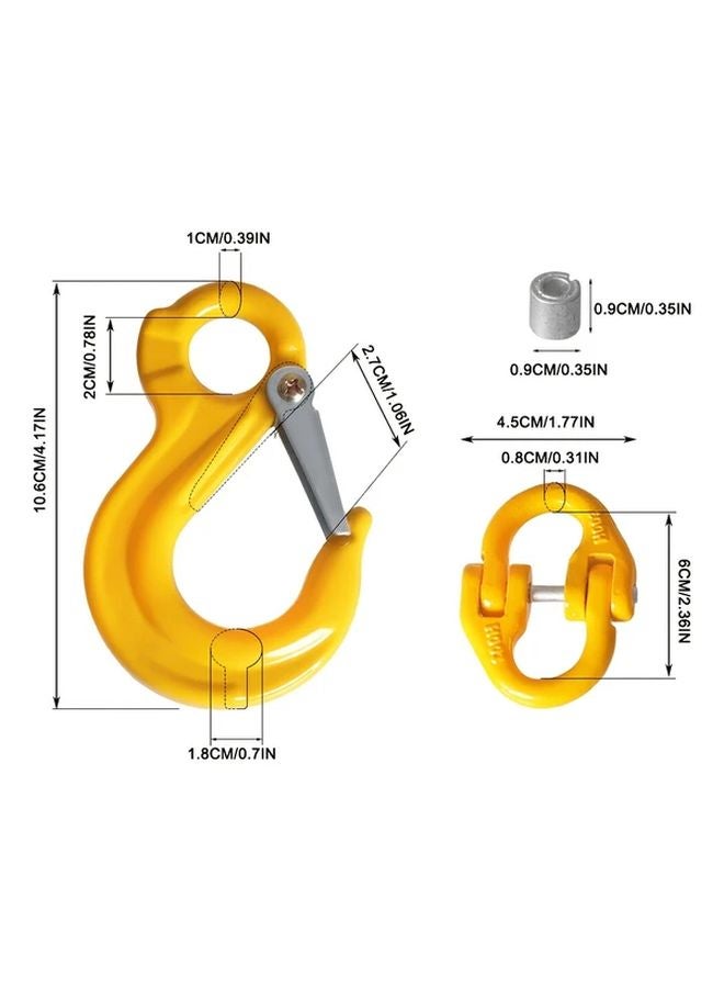 Yellow 2pcs 8mm Hammerlock Eye Sling Hook Safety Chain for Caravan Trailer - Image 3